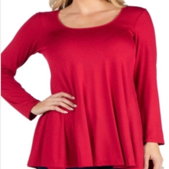 24/7 Comfort Apparel Women's Long Sleeve Swing Style Flared Tunic Top L Red NWT - Picture 1 of 3